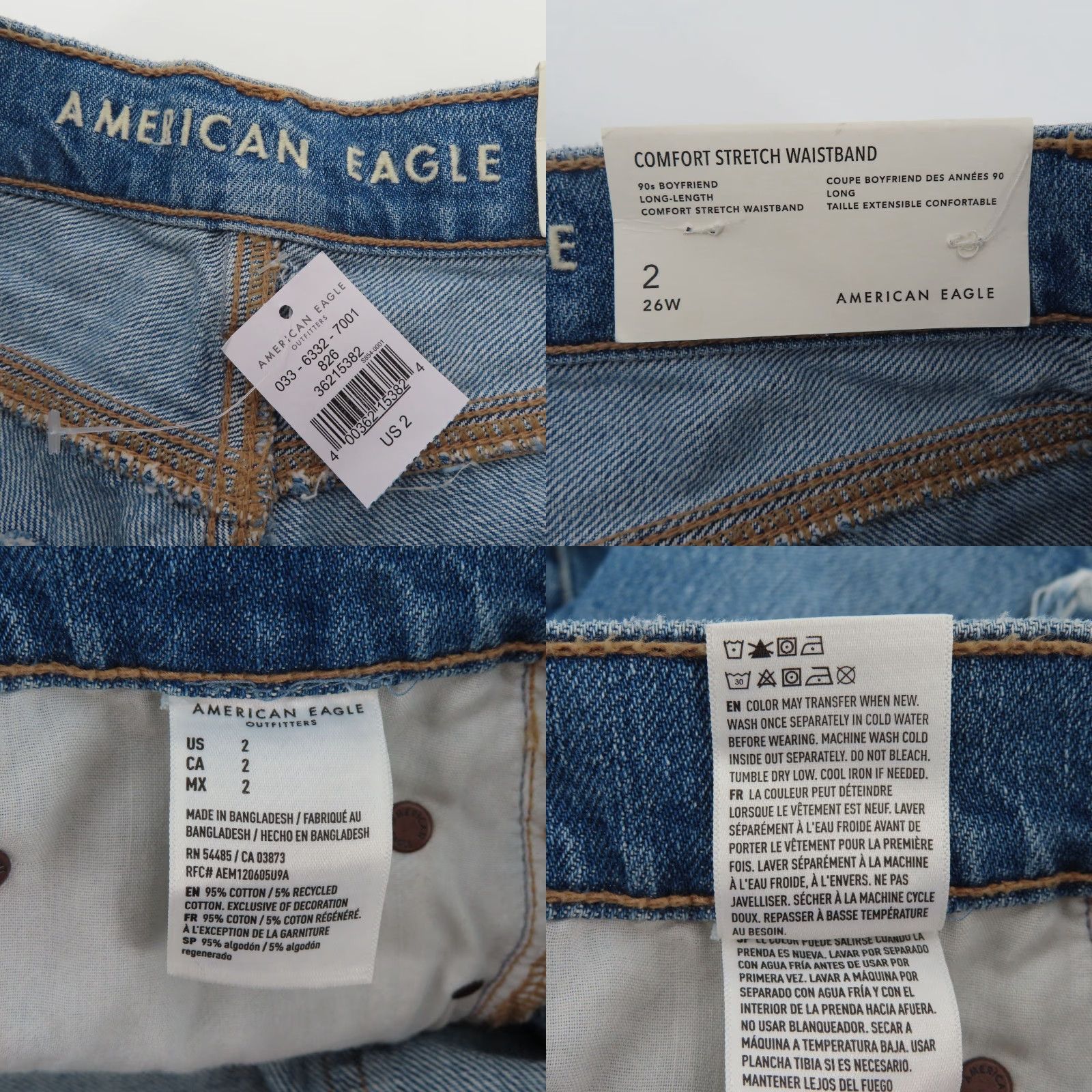 American Eagle Outfitters VINTAGE American Eagle Outfitters Women 2 26W 90s Boyfriend Long Length Distressed Denim Shorts NEW Size 26" / US 2 / IT 38 - 8 Thumbnail
