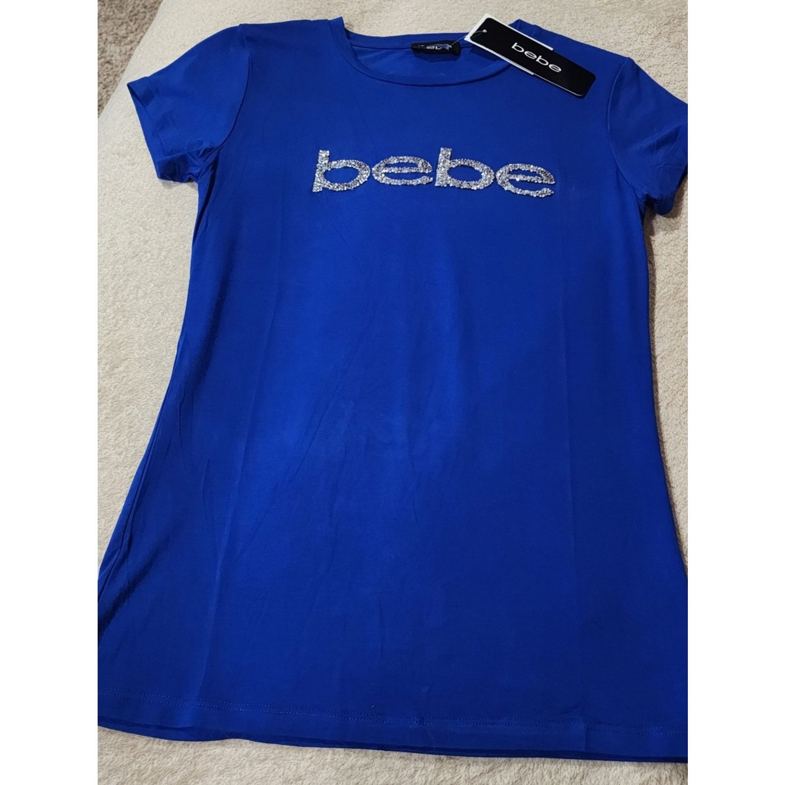 Bebe bebe Royal Blue Chucky Crystal Logo Short Sleeve Tee Sm New Size S / US 4 / IT 40 - 1 Thumbnail