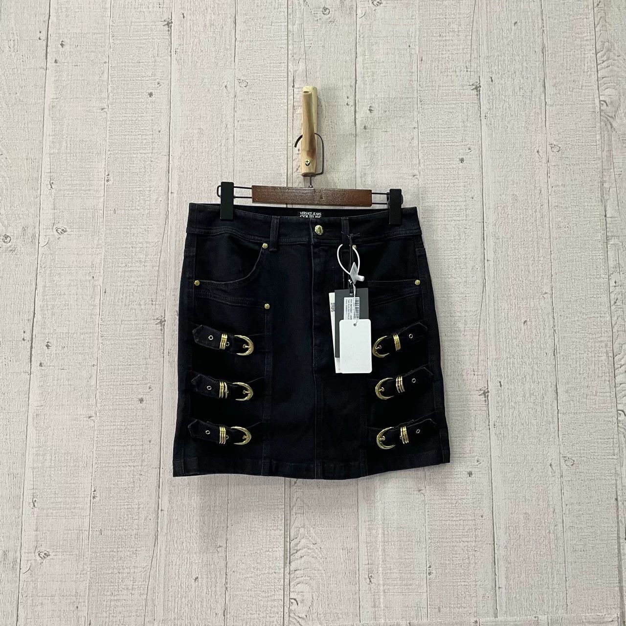 Versace versace black denim tie skirt size 36 Size 36" / US 14 / IT 50 - 1 Thumbnail