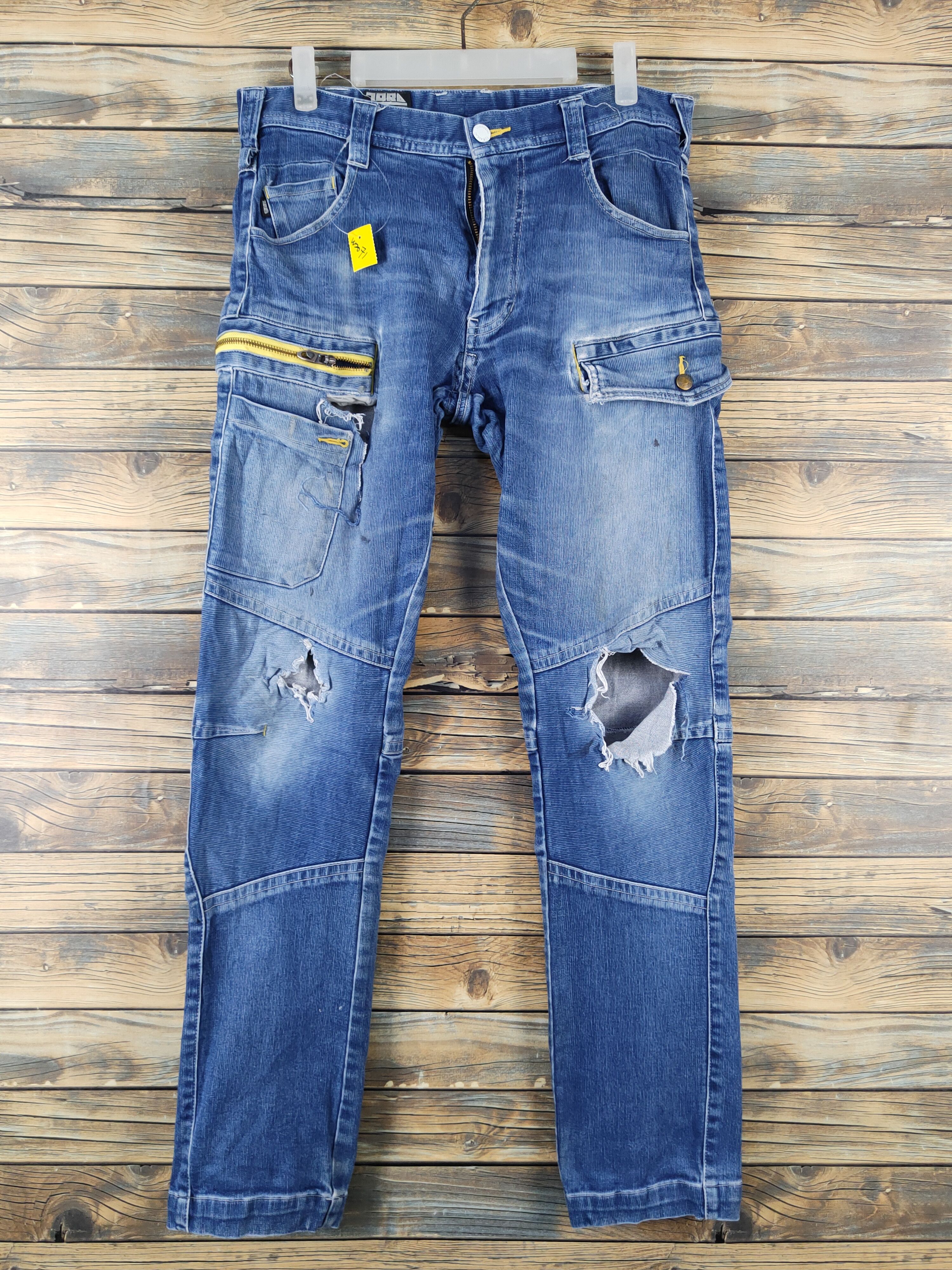 Japanese Brand Toraichi Blue Distressed Ripped Jeans #W2071 Size US 33 - 1 Thumbnail