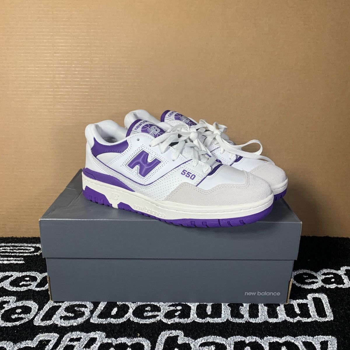 New Balance New Balance 550 Purple White Size US 9 / EU 42 - 1 Thumbnail