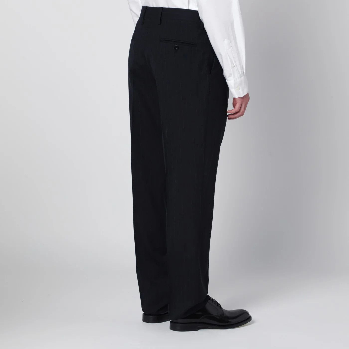 Lardini o1d2blof0526 Pinstripe Wool Single-breasted Suits Navy Blue Size US L / EU 52-54 / 3 - 6 Thumbnail