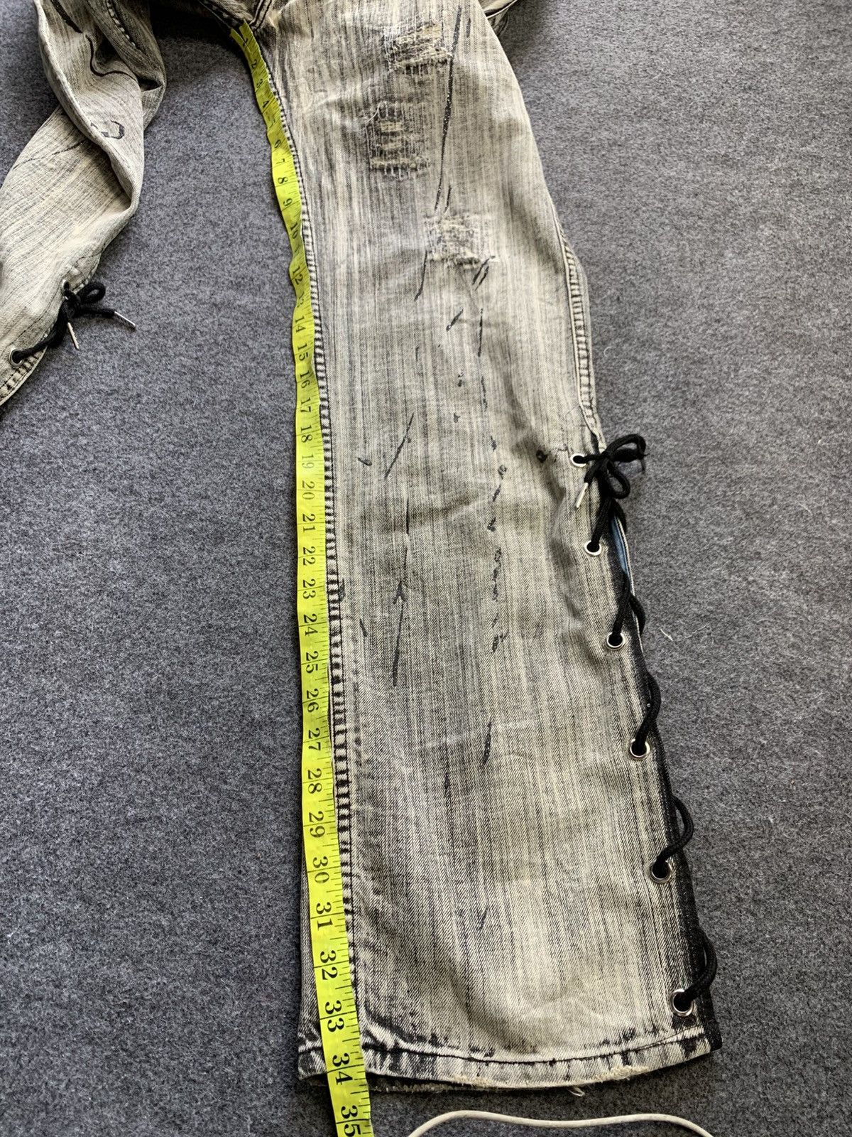 Le Grande Bleu (L.G.B.) Lace up flared splater vkei style japanese brand Size US 34 / EU 50 - 18 Thumbnail