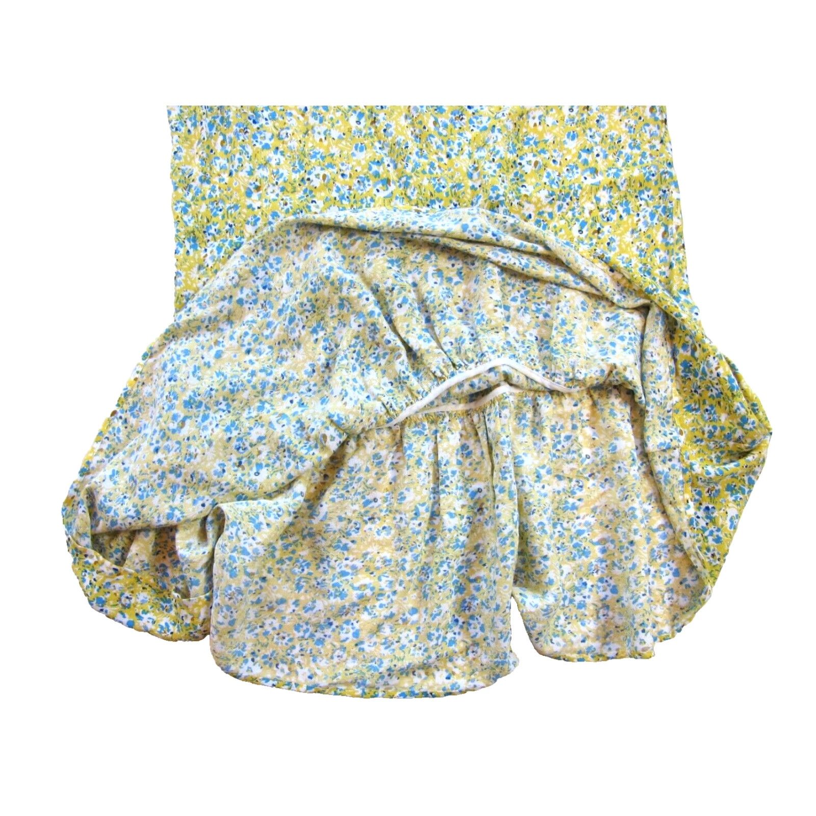 Gerard Darel GERARD DAREL Rayon Yellow Blue Floral Cap Sleeve V-Neck Midi Sun Dress 40 Large Size L / US 10 / IT 46 - 7 Thumbnail