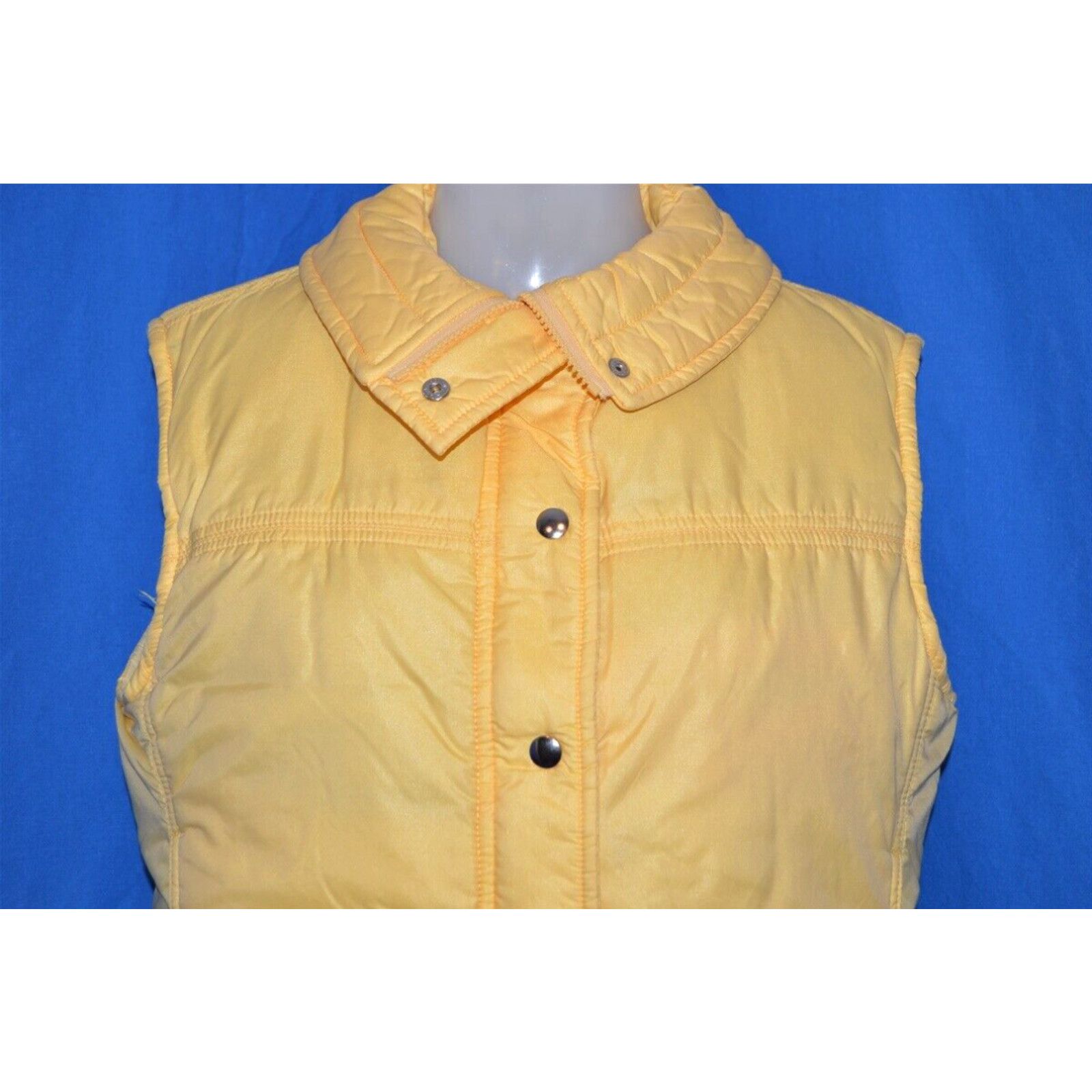 image of Vintage 70's Beconta Yellow Down Fill Puffy Womens Winter Vest Ski Skiing Size 12 in White