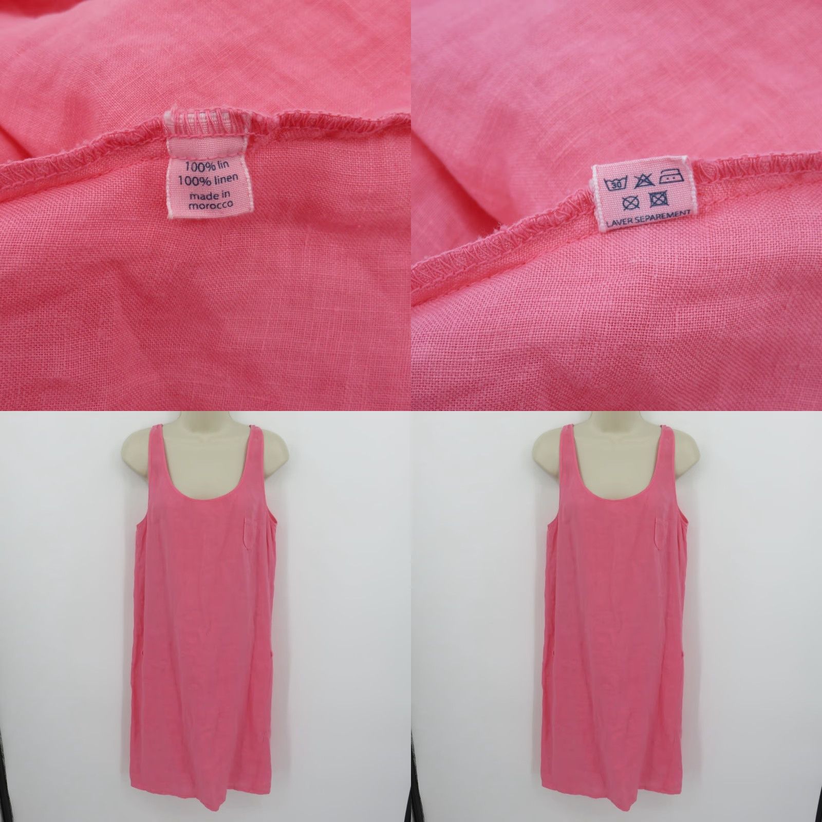 Hartford Hartford Women 1 US 4 Solid Pink Scoop Neck Sleeveless All Linen Sundress Dress Size S / US 4 / IT 40 - 8 Thumbnail