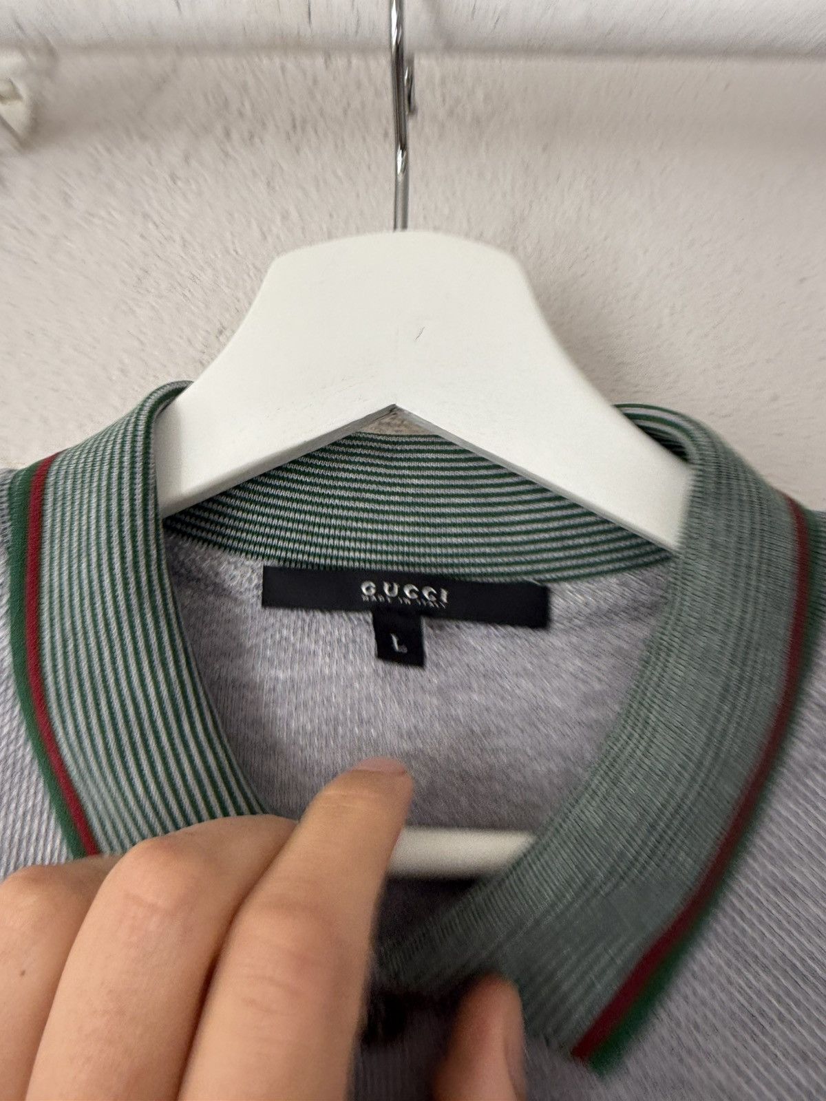 Gucci Grey Polo with Web Stripe Trim Size US L / EU 52-54 / 3 - 4 Thumbnail