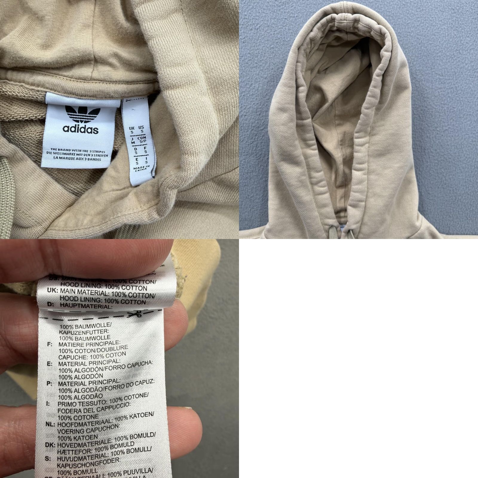 Adidas Adidas Originals Hoodie Mens Small Beige Utility Zip Pocket Pullover Sweatshirt Size US S / EU 44-46 / 1 - 8 Thumbnail