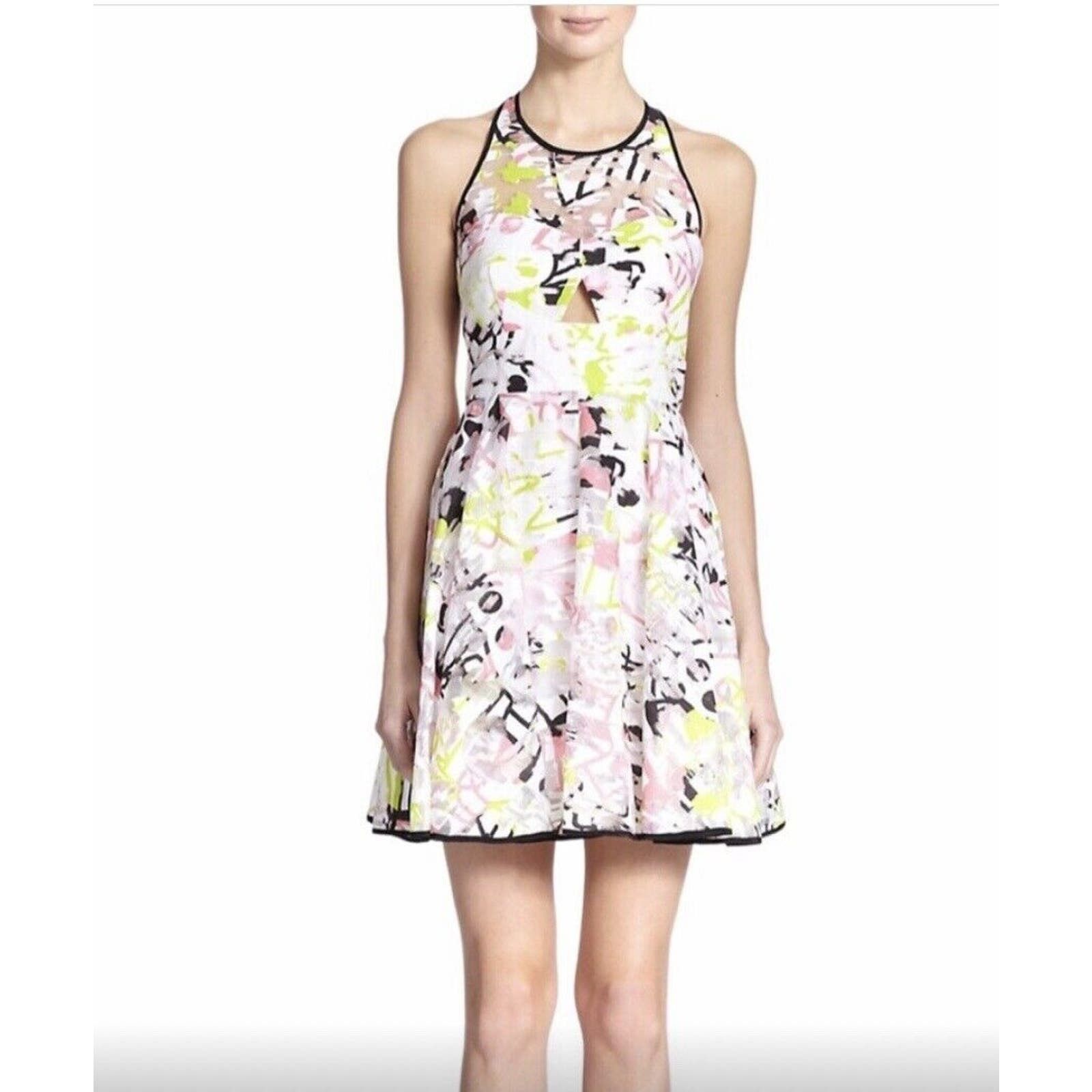 image of Milly Sleeveless Cut-Out Back Floral Dress Floral White, Women's (Size Small)