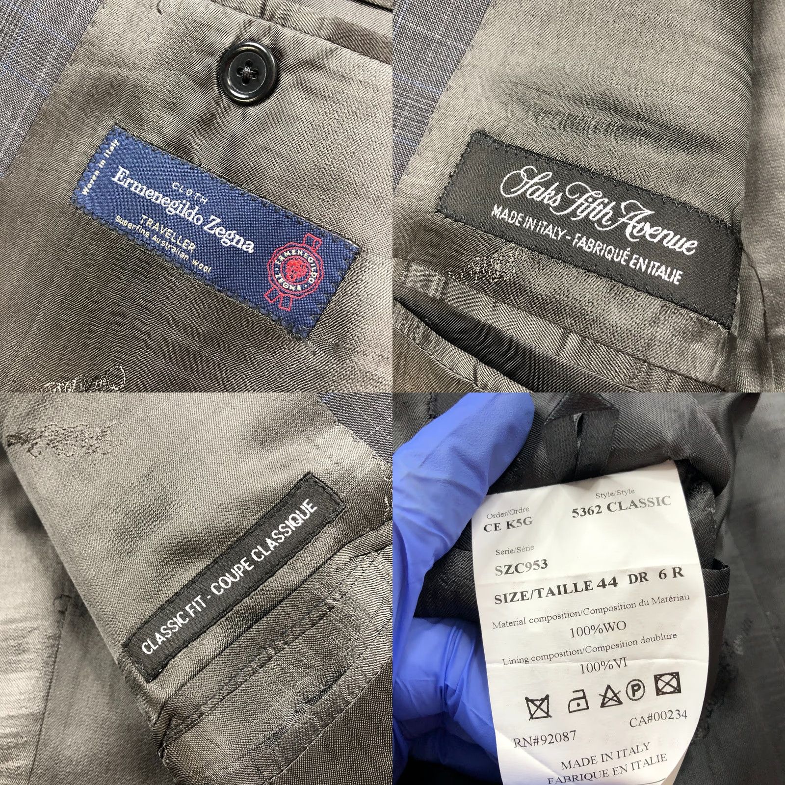 Ermenegildo Zegna VINTAGE Ermenegildo Zegna Cloth Saks Fifth 44 Blazer Sport Coat Jacket Gray MINT Size 44R - 9 Thumbnail