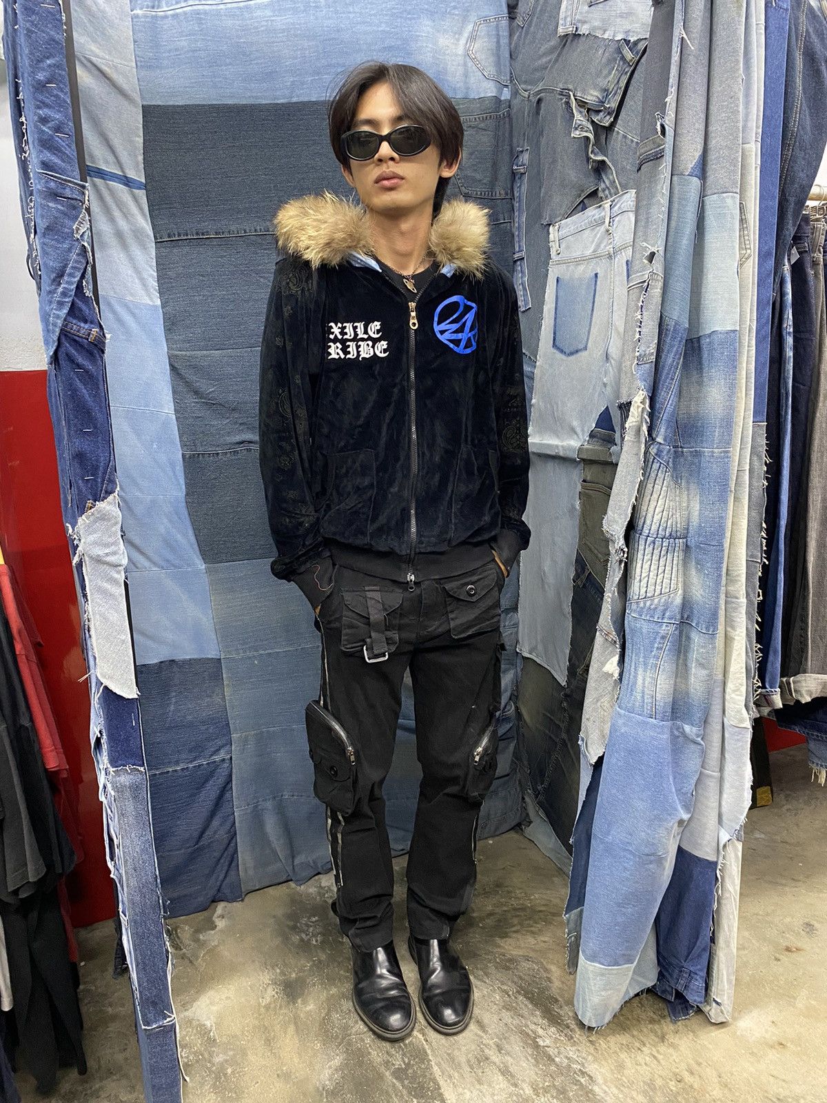 velvet fur hoodie 24karats paisley velvet