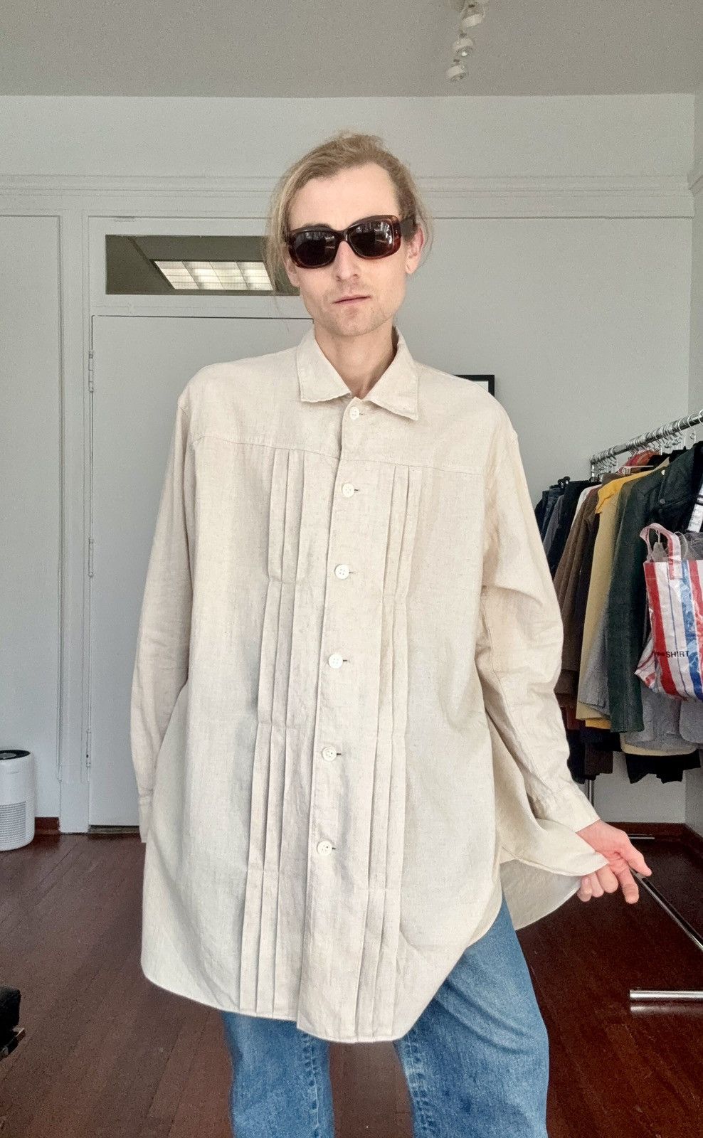 S’YTE Yohji Yamamoto SS25 Cotton/ Linen Poplin Pleated Shirt