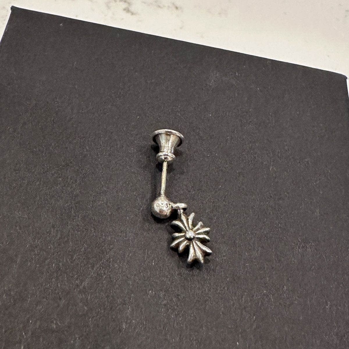 Pre-owned Chrome Hearts Tiny E Drop Earring In Silver
