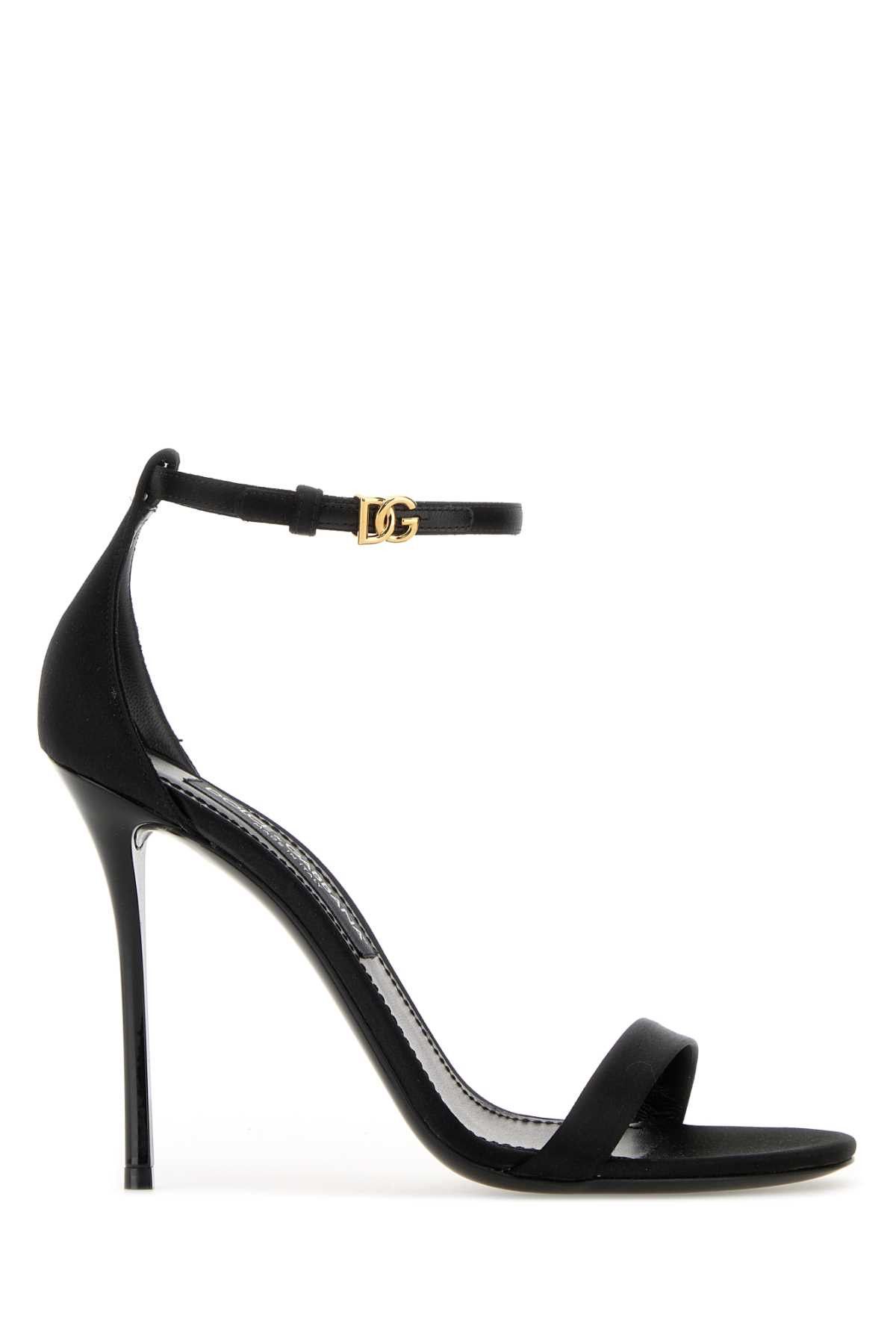 Dolce & Gabbana Black Satin Sandals Size US 7 / IT 37 - 1 Thumbnail