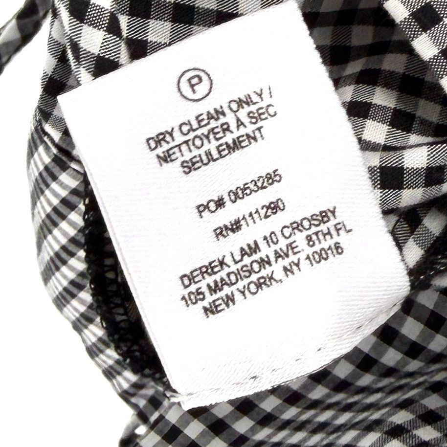 Derek Lam 10 Crosby Black White Gingham 100% Cotton Tie Detail Blouse Size M / US 6-8 / IT 42-44 - 6 Thumbnail