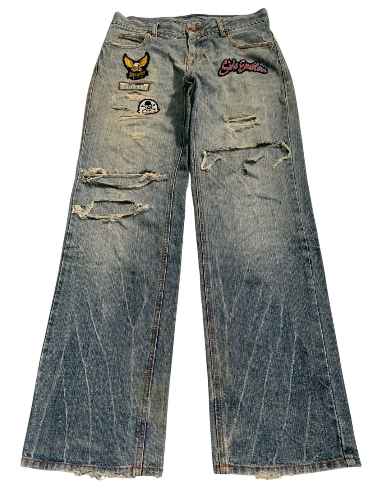Other UNKNOWN BRAND PATCHES FADED PUNK STYLE DISTRESSED DENIM Size US 32 / EU 48 - 2 Thumbnail