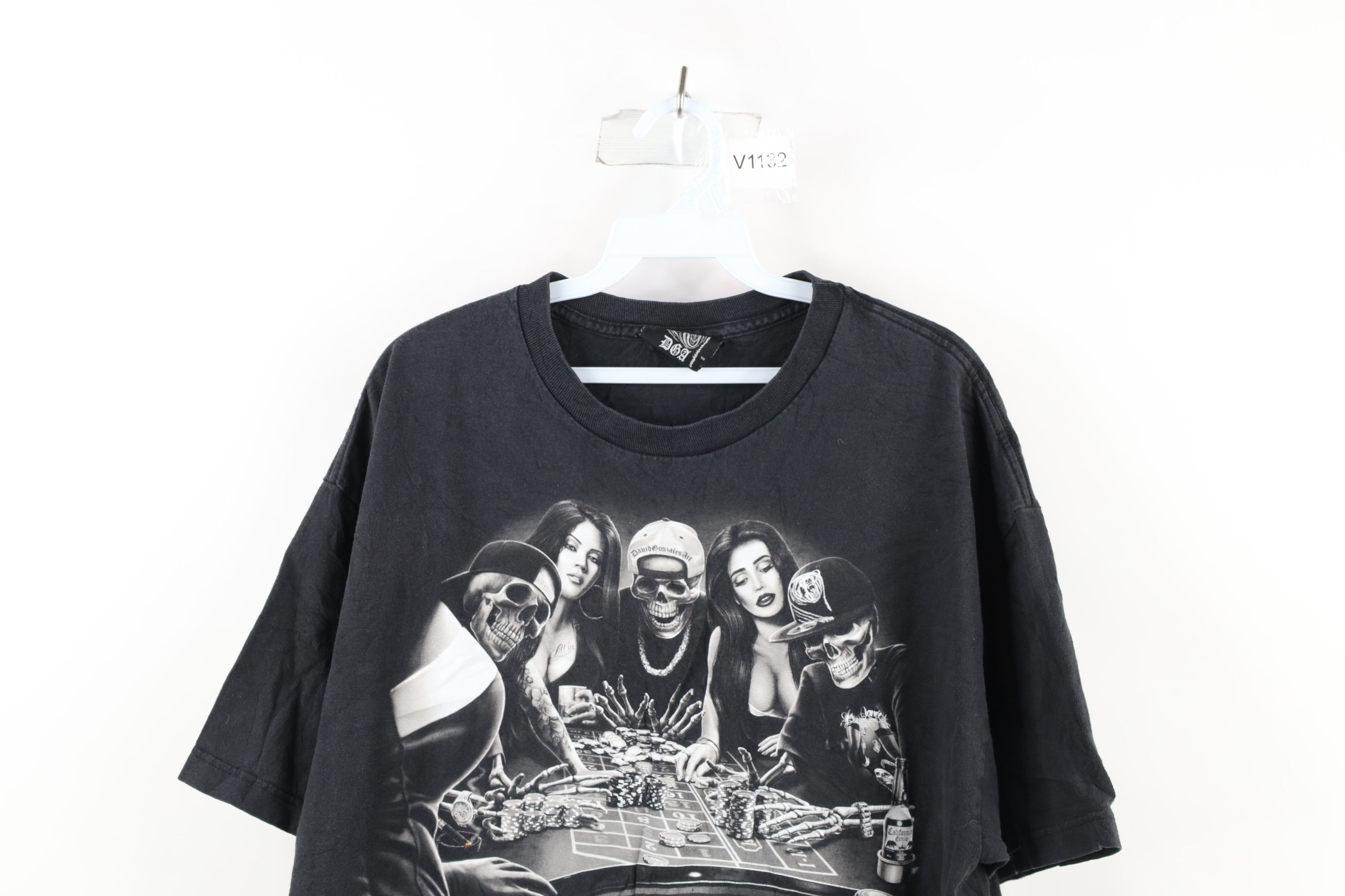 Vintage Streetwear Girl Gambling Skeleton Hip Hop T-Shirt Black Size US XL / EU 56 / 4 - 2 Preview