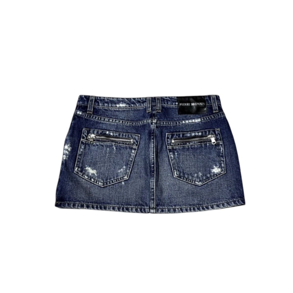 Pierre Balmain Women's Balmain Washed Torn Distressed Jeans Denim Skirt Size 26" / US 2 / IT 38 - 1 Thumbnail