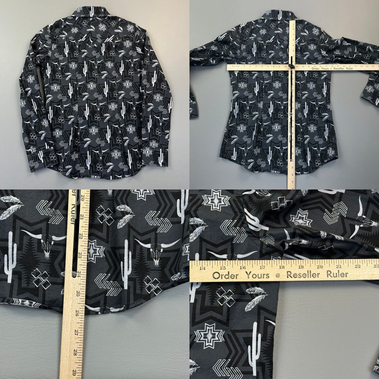 Levi's VINTAGE Rock & Roll Denim Shirt Women's Medium Black Aztec Pearl Snap Western Rodeo Size M / US 6-8 / IT 42-44 - 8 Thumbnail