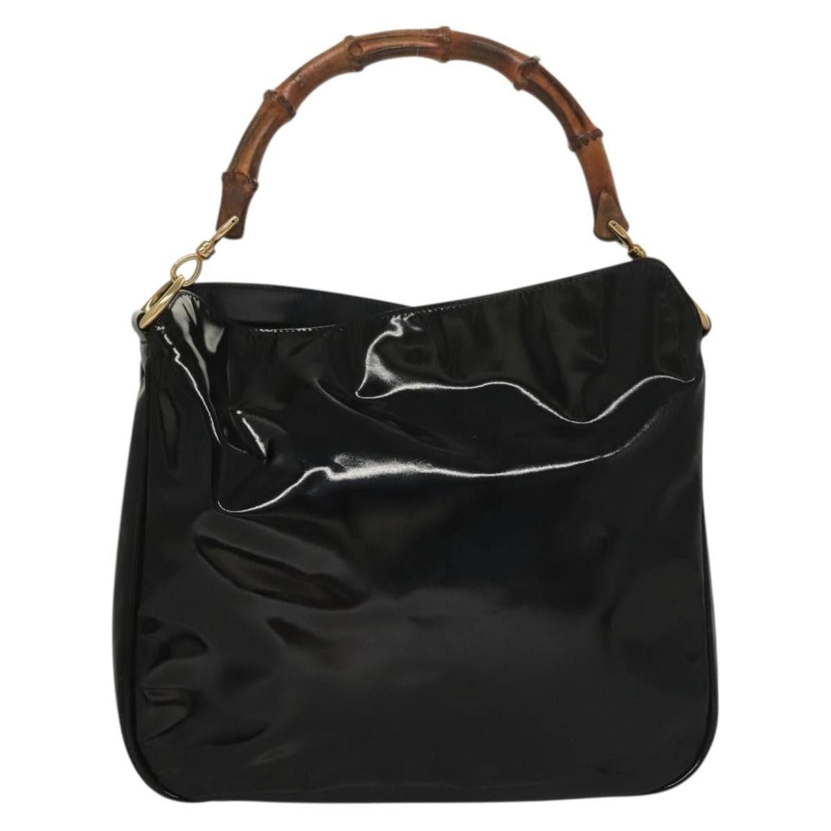 Gucci GUCCI Bamboo Handbag Enamel Black Gold 001 1705 001 1705 Size ONE SIZE - 3 Thumbnail