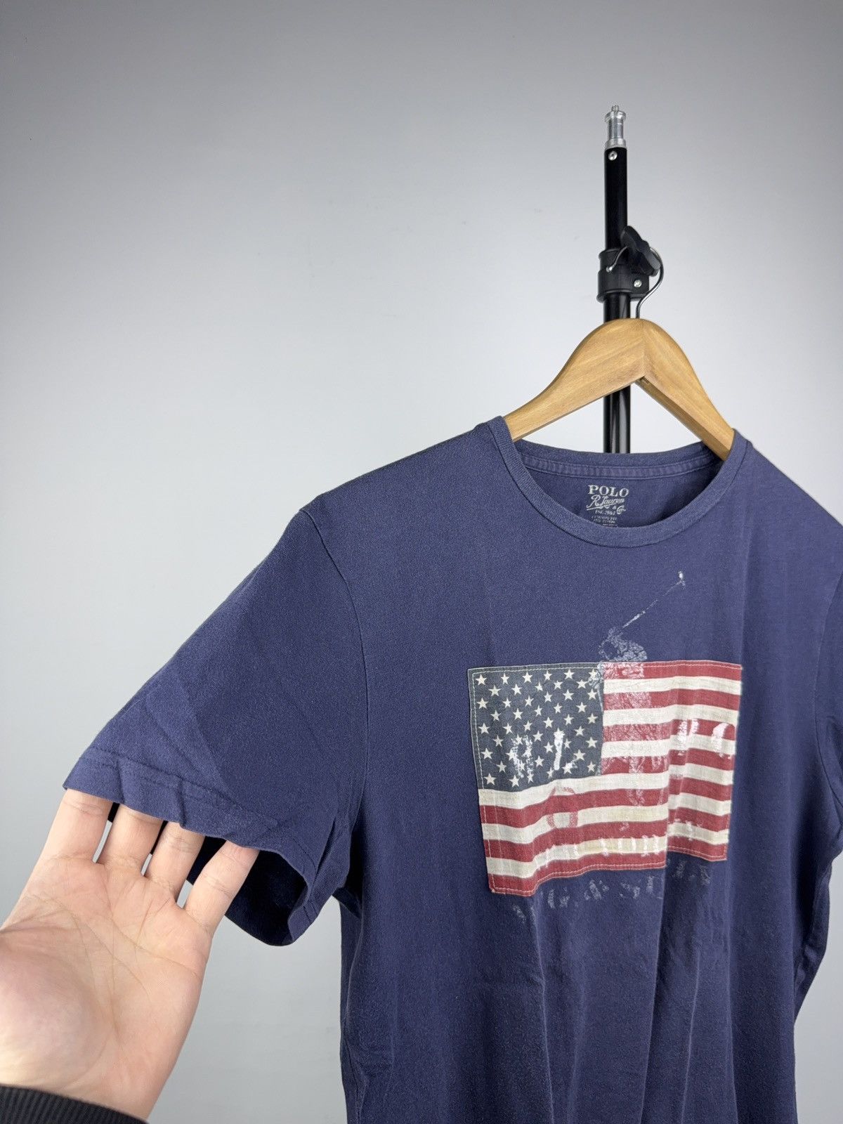 Polo Ralph Lauren 90s Polo Ralph Lauren Flag Logo Tee Navy USA Graphic Vintage Size US M / EU 48-50 / 2 - 6 Thumbnail