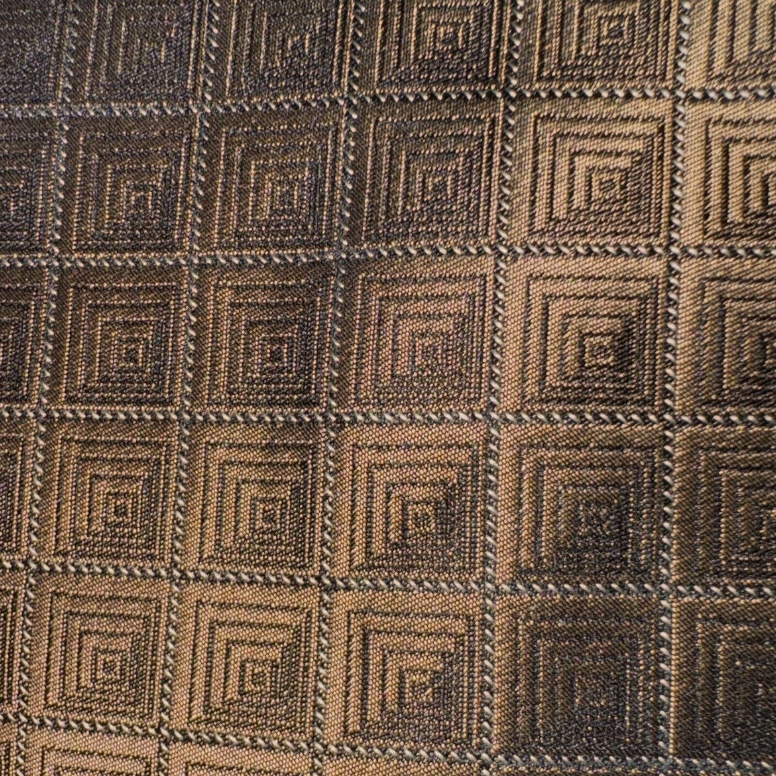 Designer Brown Mano Mano Geo Optical Illusion Squares Tie Silk 67” L Size ONE SIZE - 3 Thumbnail