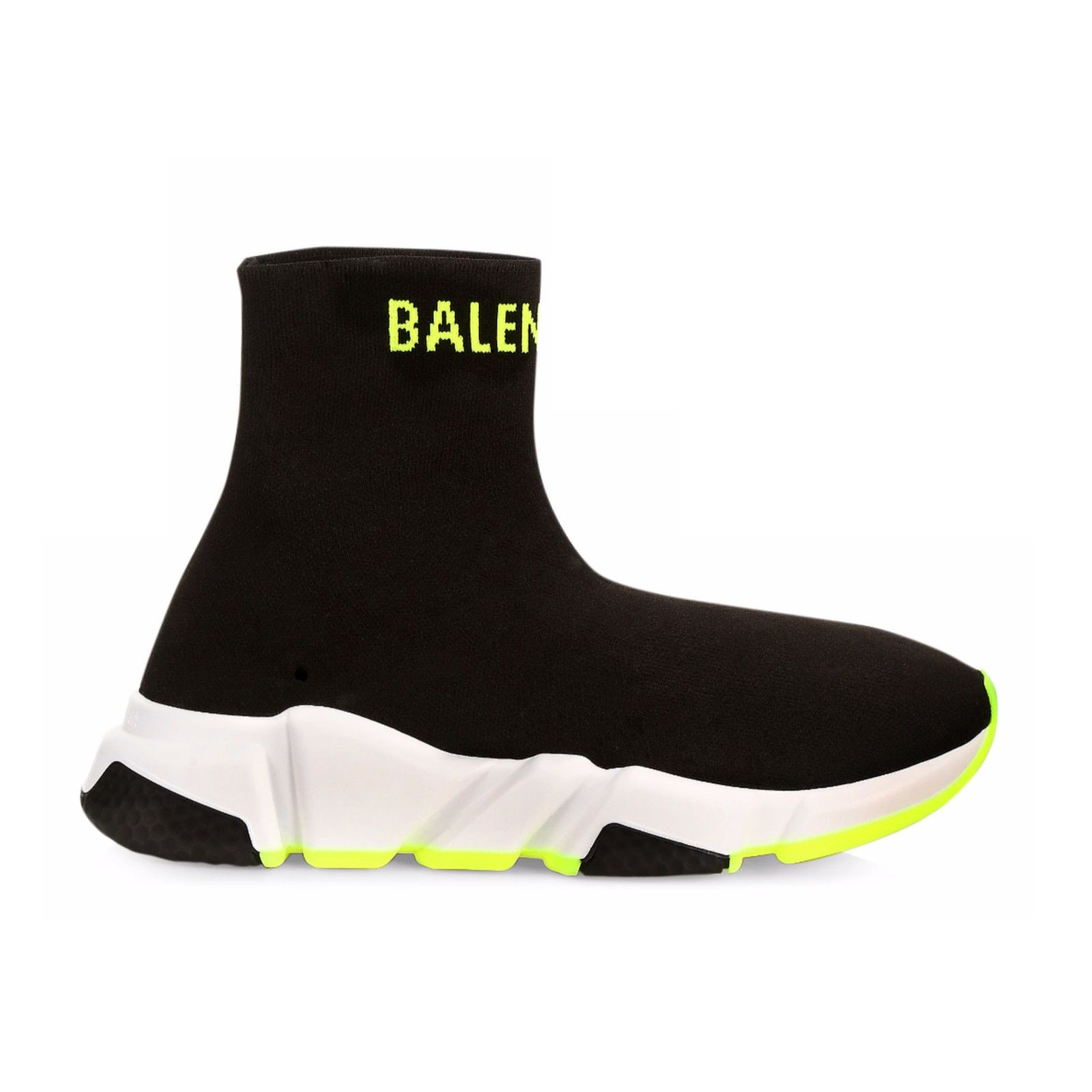Balenciaga Balenciaga Mens Speed Black Yellow Logo Sock Flat Size US 12 / EU 45 - 1 Thumbnail