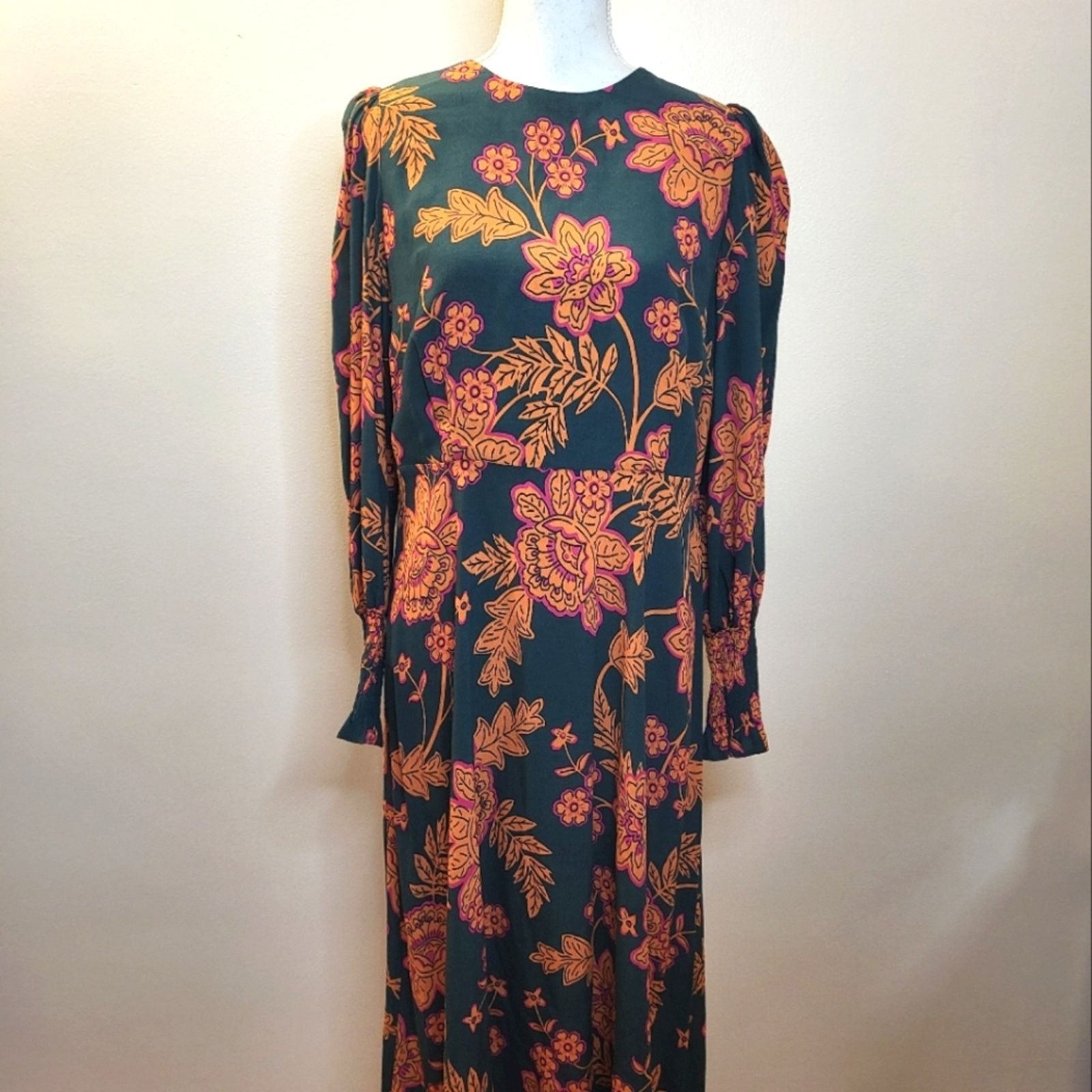 Boden Boden Long Sleeve Floral Print Midi Dress Size 10 Size L / US 10 / IT 46 - 1 Thumbnail