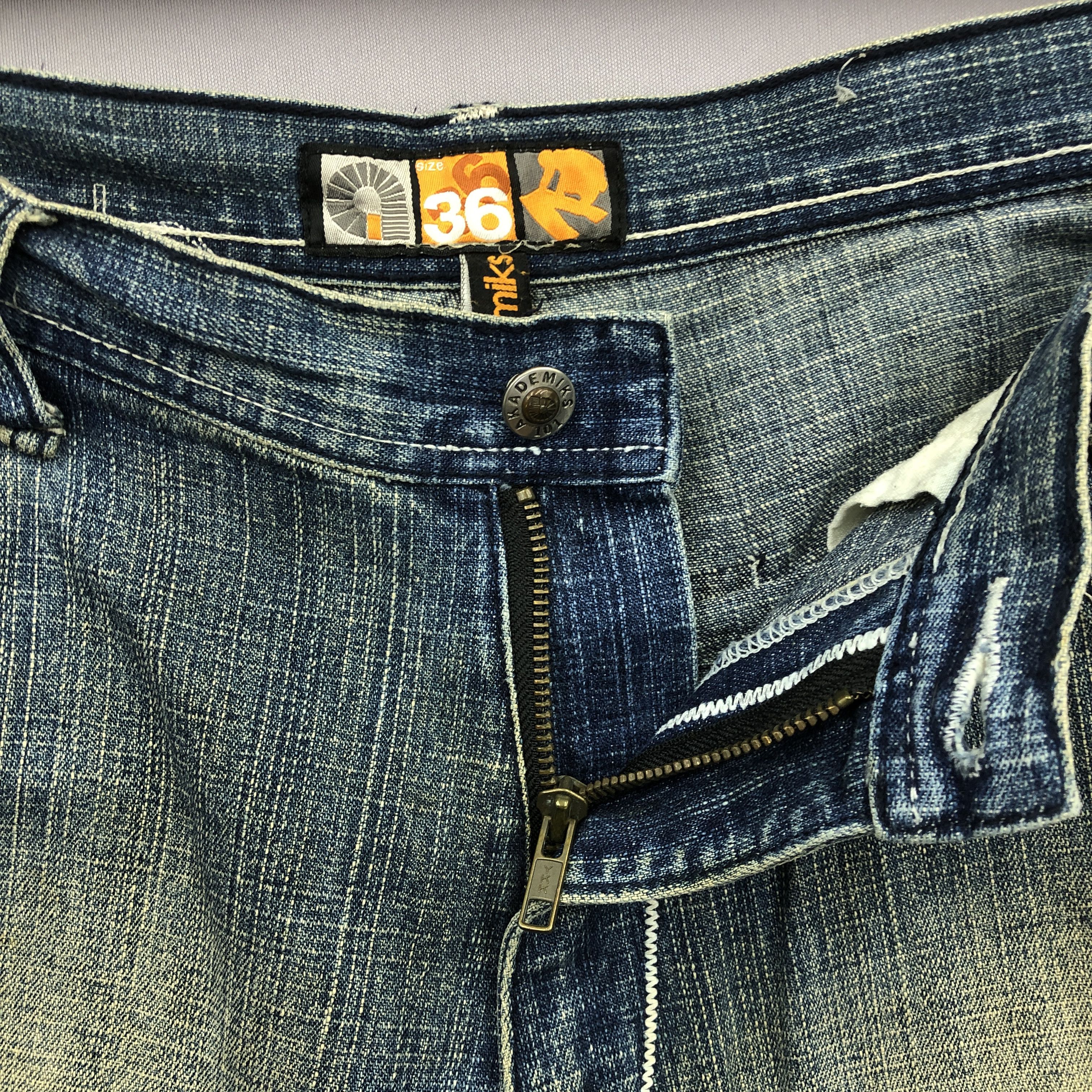 Akademiks Crazy Y2K/2000s Akademik Baggy Jeans Faded JNCO Skater Denim Size US 34 / EU 50 - 5 Thumbnail