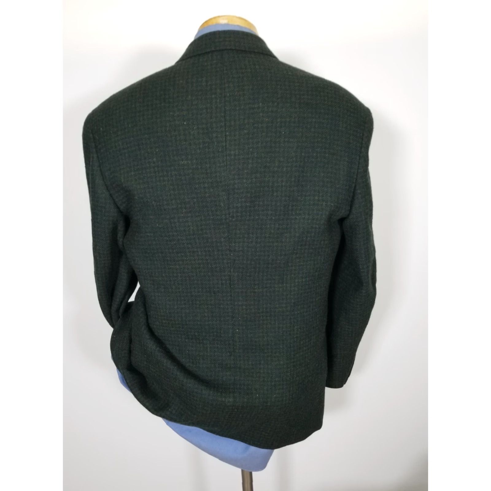 Hunter VINTAGE Zenio 40R Double Breasted Sport Coat Jacket Green Tweed Wool Men Blazer Size 40R - 4 Thumbnail