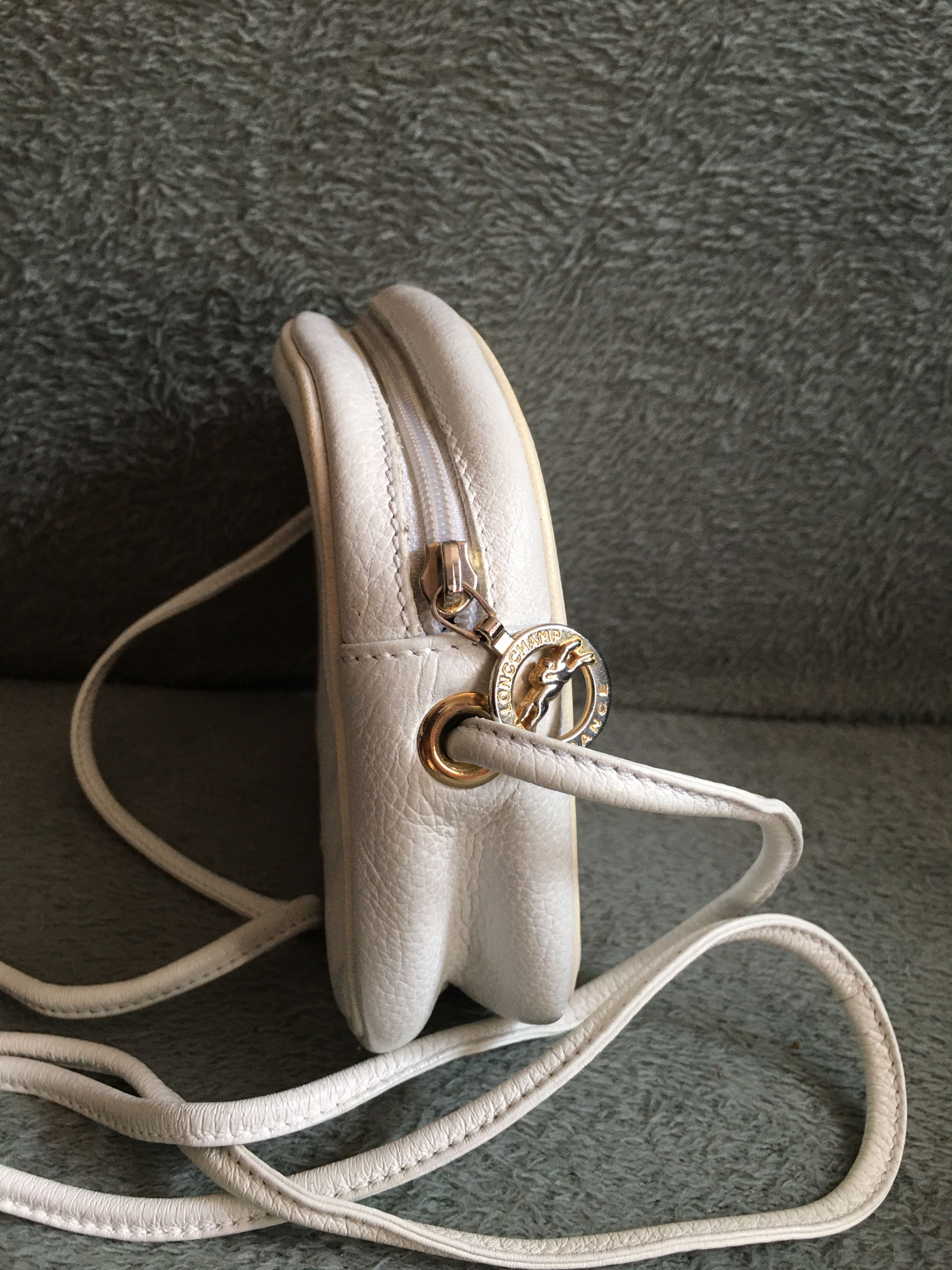 LONGCHAMP Cream Pebbled Leather Shoulder Crossbody Bag
