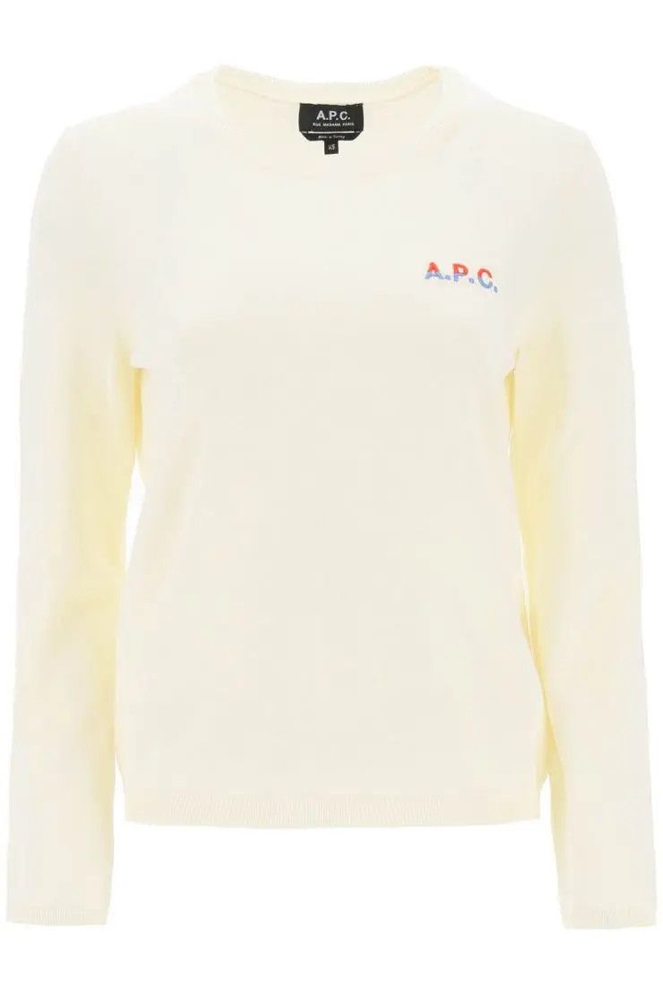 image of A P C O1S22I1N0324 Crew-Neck Sweater In White, Women's (Size Medium)
