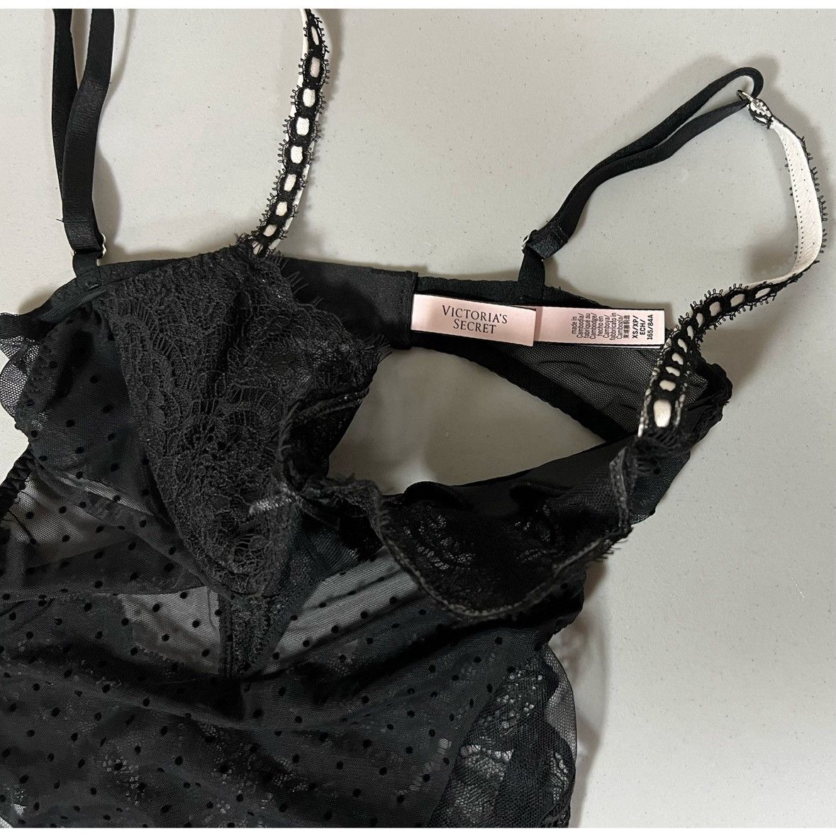 Victoria's Secret Black Polka Dot Lace Teddy Onesie Bodysuit Lingerie Size XS🖤 Size XS / US 0-2 / IT 36-38 - 8 Thumbnail