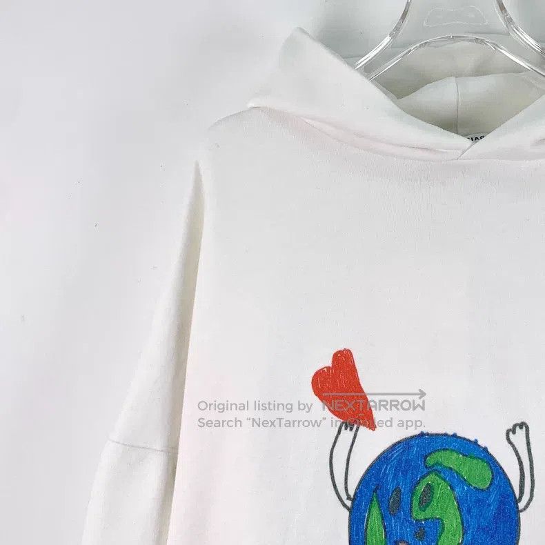 Balenciaga Balenciaga White Cartoon Earth Print Cotton Hooded Long Sl Size US S / EU 44-46 / 1 - 3 Thumbnail