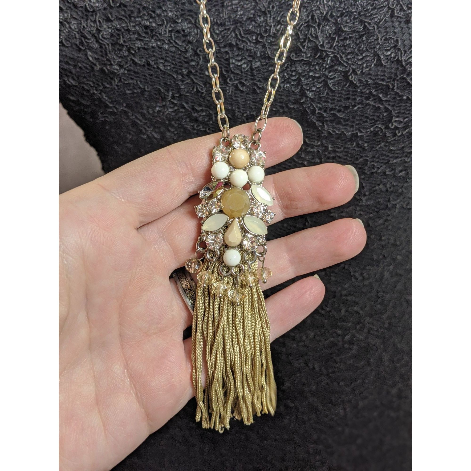 Other Vintage Y2K Gold Chain Necklace With Beaded & Rhinestone Tas Size ONE SIZE - 5 Thumbnail