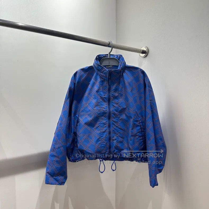 Hermes Full-print knotted waist zipper jacket