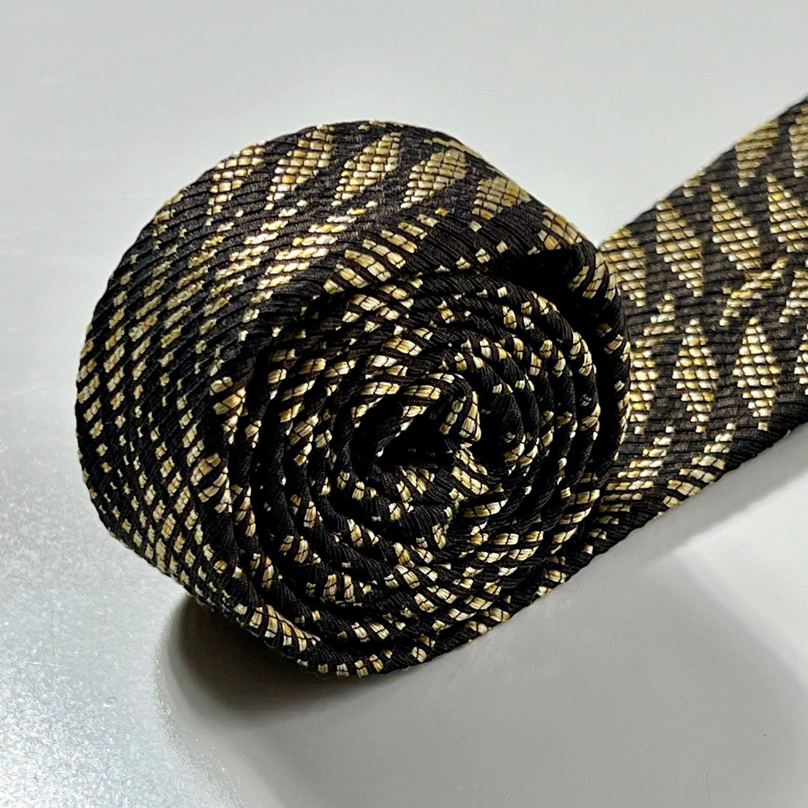 Coach Coach Men's Tie Black Gold Made In Italy Silk Woven Necktie Size ONE SIZE - 7 Thumbnail