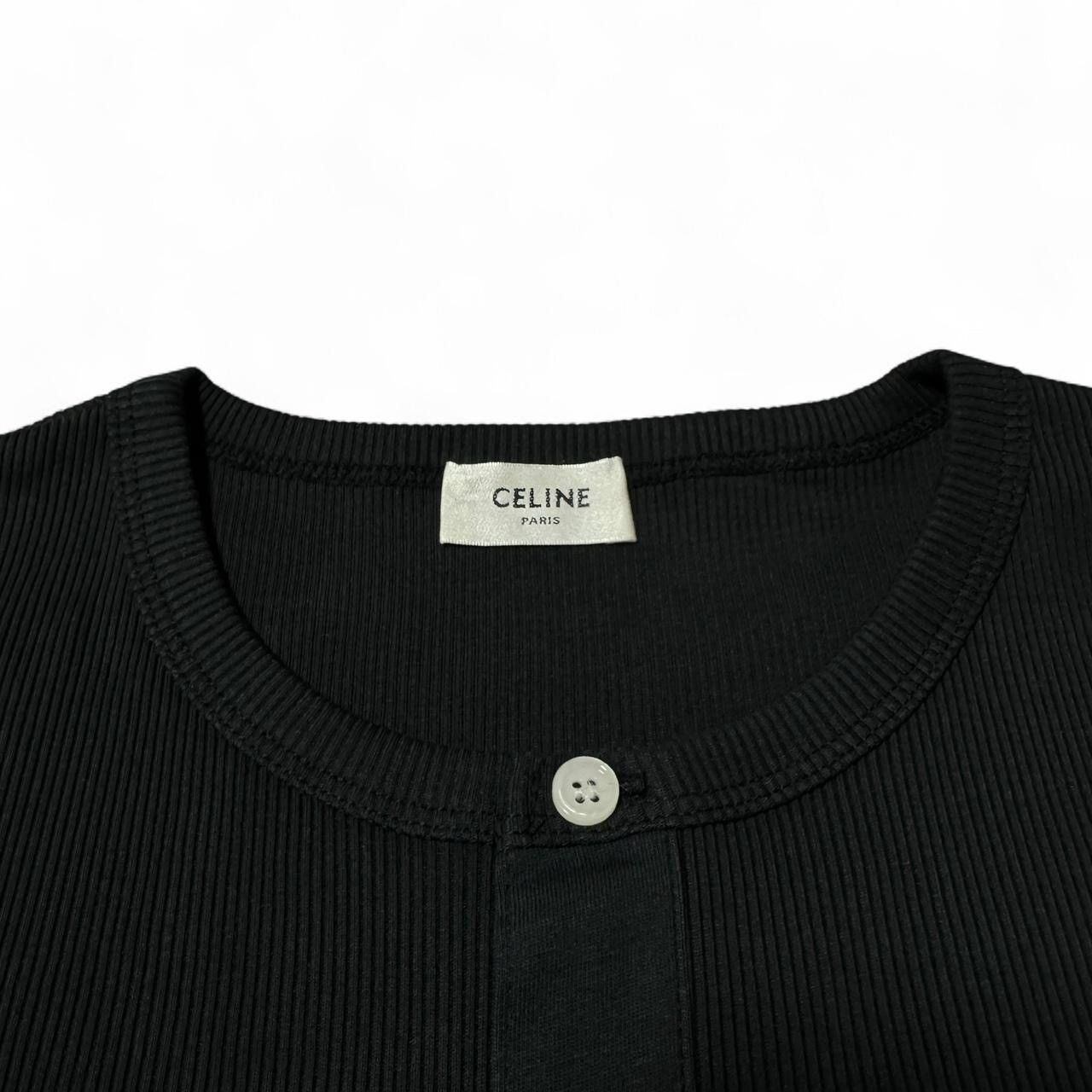 Celine CELINE Paris ribbed long sleeve Henley logo t-shirt Size US L / EU 52-54 / 3 - 7 Thumbnail