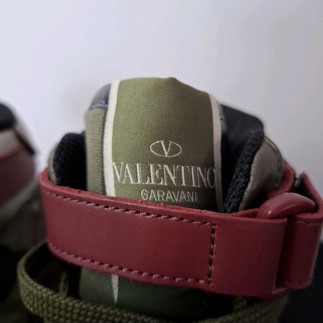 Valentino VALENTINO Camo Rockstud Green Leather High Top Sneakers Size US 7 / EU 40 - 3 Thumbnail