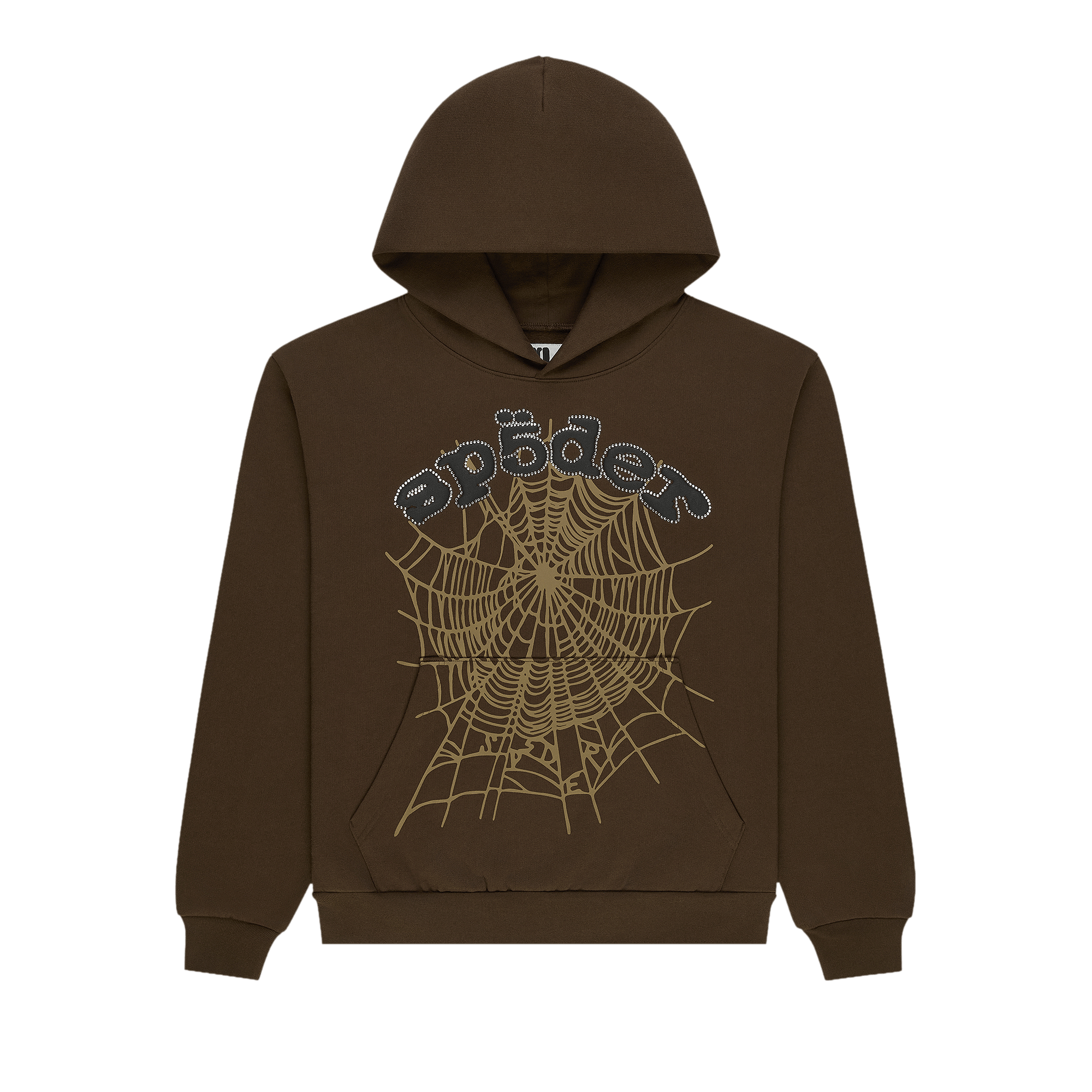 Sp5der Sp5der Og Web Rhinestone Hoodie Brown | Grailed