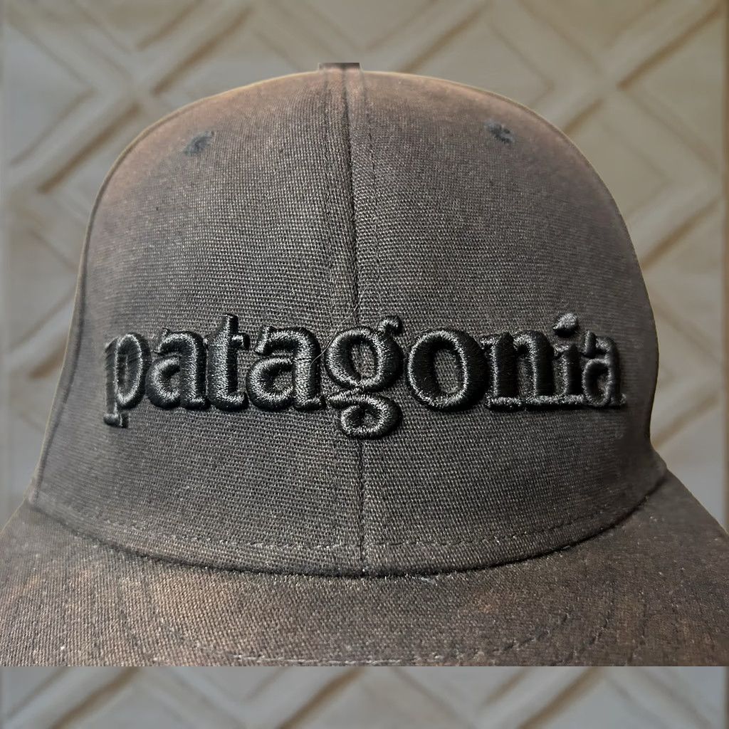 Patagonia VINTAGE Patagonia Spellout Raised Letters Roger That Snapback Hat Black Faded Men One Size Adjustable Hats Size ONE SIZE - 1 Thumbnail