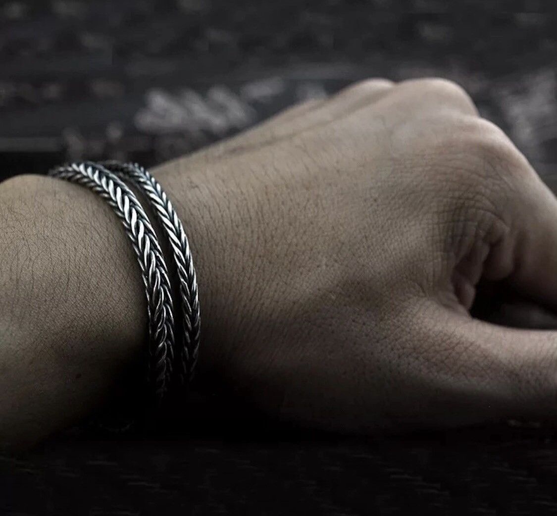 Vintage Silver Plated Braided Twist Chain Bracelet Size ONE SIZE - 2 Thumbnail