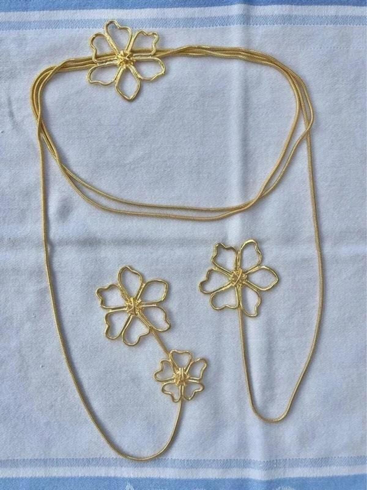 Other Gold plated floral wraparound long flower necklace Size ONE SIZE - 7 Thumbnail