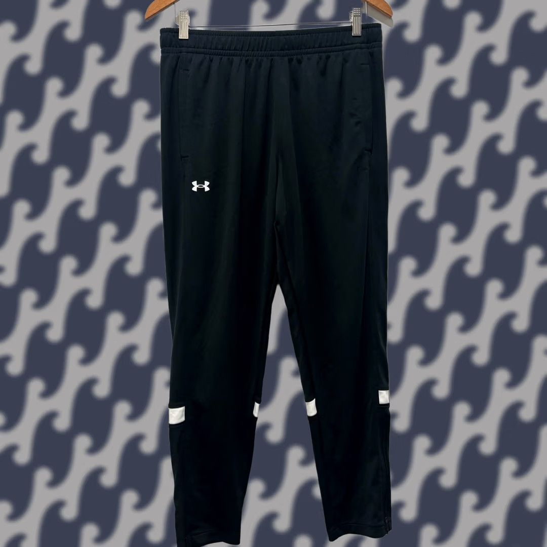 Under Armour Under Armour Mens Track Pants Black White Stripe Ankle Zip Size Medium Athletic Pants Men Black Stripe Track Pants Size US 31 - 1 Thumbnail