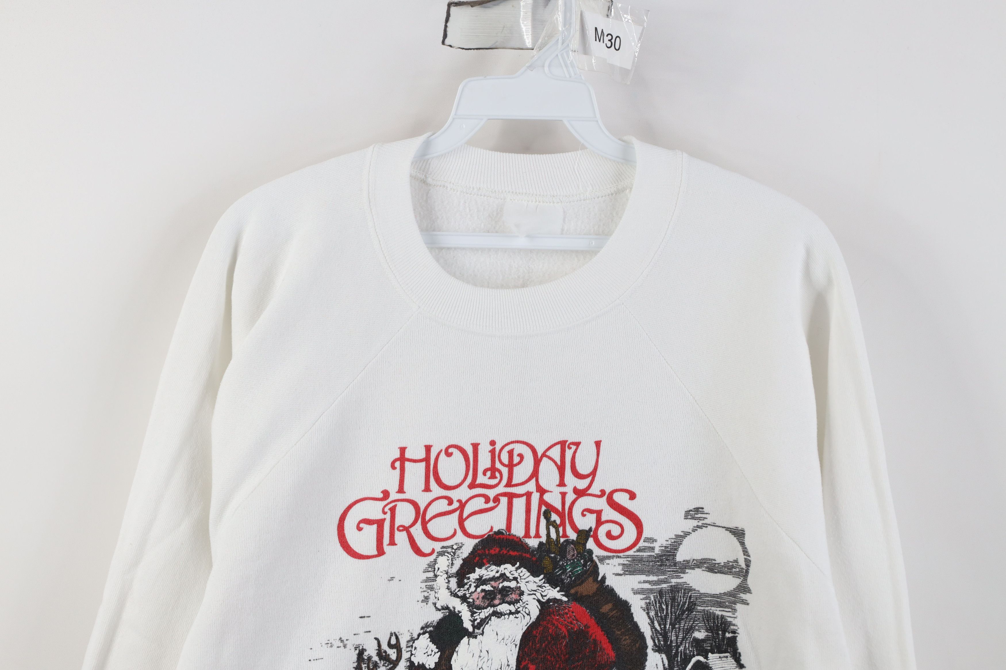 Vintage Vintage 80s 90s Greetings Christmas Santa Claus Sweatshirt Size L / US 10 / IT 46 - 2 Thumbnail