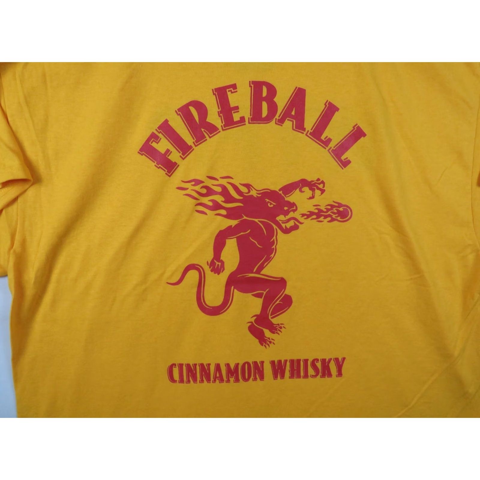 Vintage Fireball WTF Cinnamon Whiskey Graphic T-Shirt Men XL Red Hot Yellow SS Size US XL / EU 56 / 4 - 5 Thumbnail