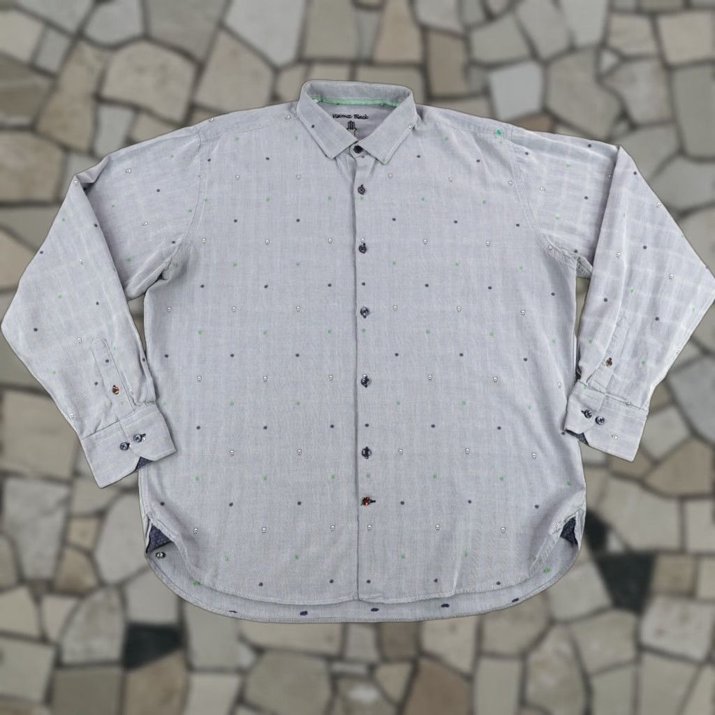 Luchiano Visconti VINTAGE Luchiano Visconti Shirt Men XL Blue Skull Polka Dot Button-Up Long Sleeve Casual Business Party Size US XL / EU 56 / 4 - 1 Thumbnail