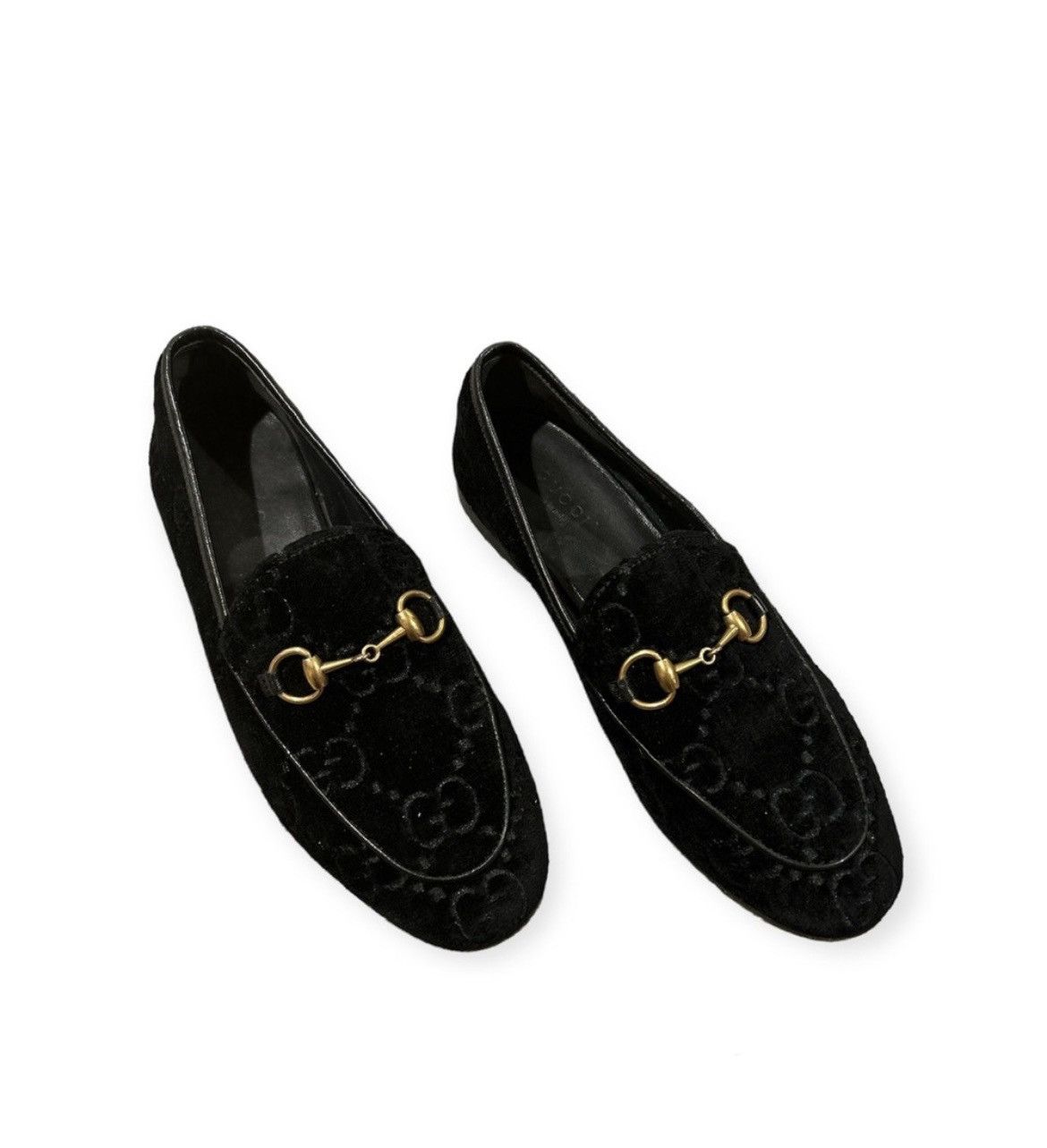 Gucci GUCCI Jordaan Velvet GG Horsebit Loafer Black Size 36 US 6 Size US 6 / IT 36 - 1 Thumbnail
