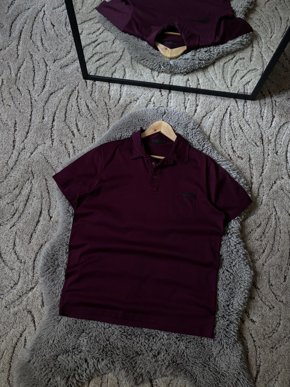 Prada Polo Black Tab 2018 collection burgundy tee