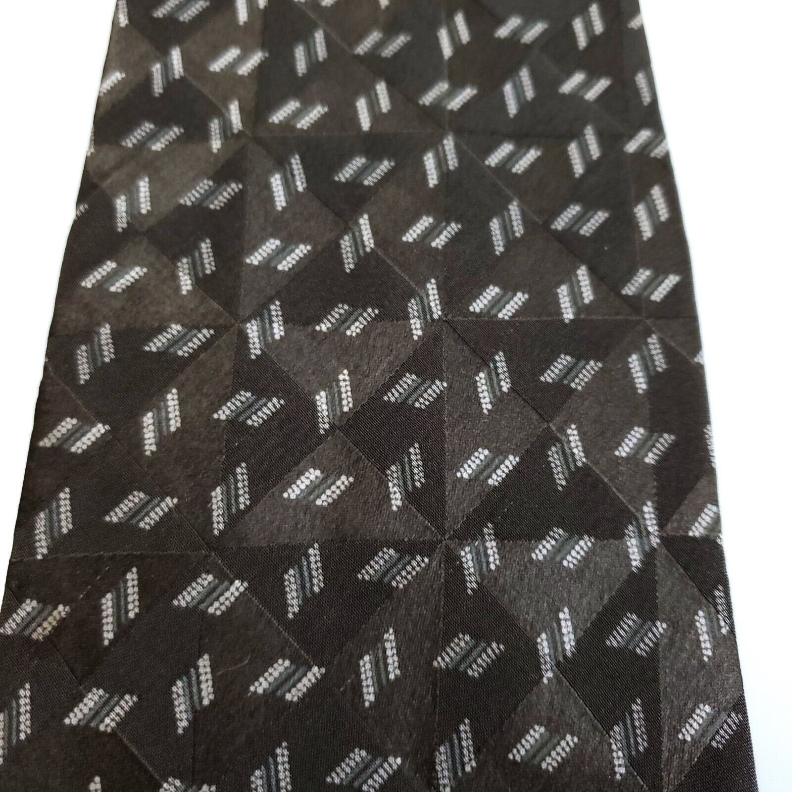 Liz Claiborne Claiborne Green Short Wide Print Geometric Silk Tie Size ONE SIZE - 2 Thumbnail